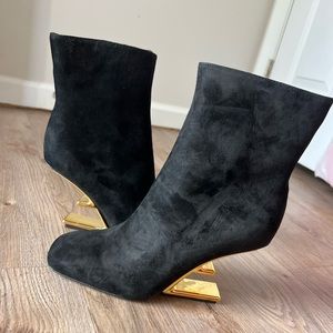 Fendi First Cashmere Wedge Booties